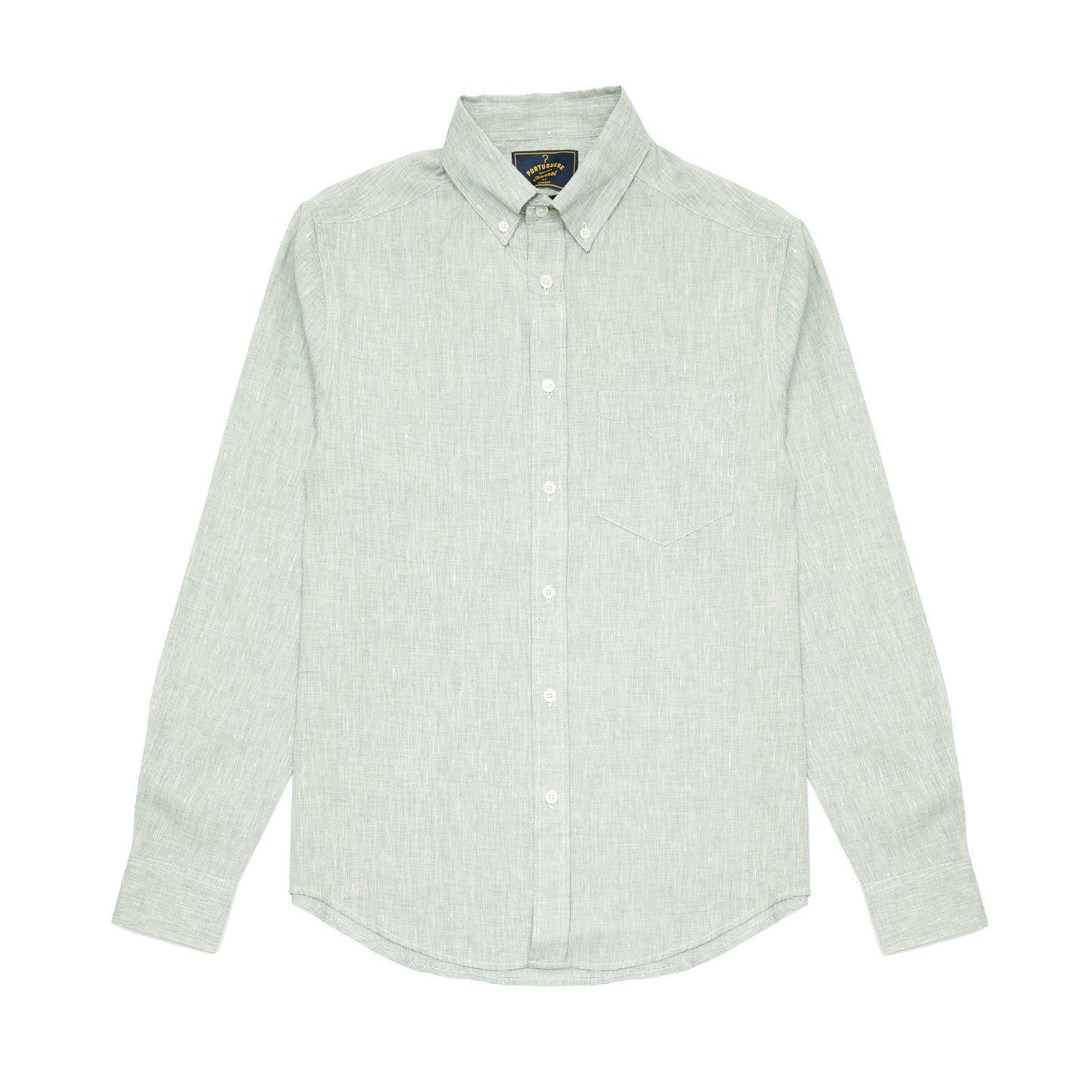 Portuguese Flannel Granular Cotton/ Linen Oxford Shirt in Green