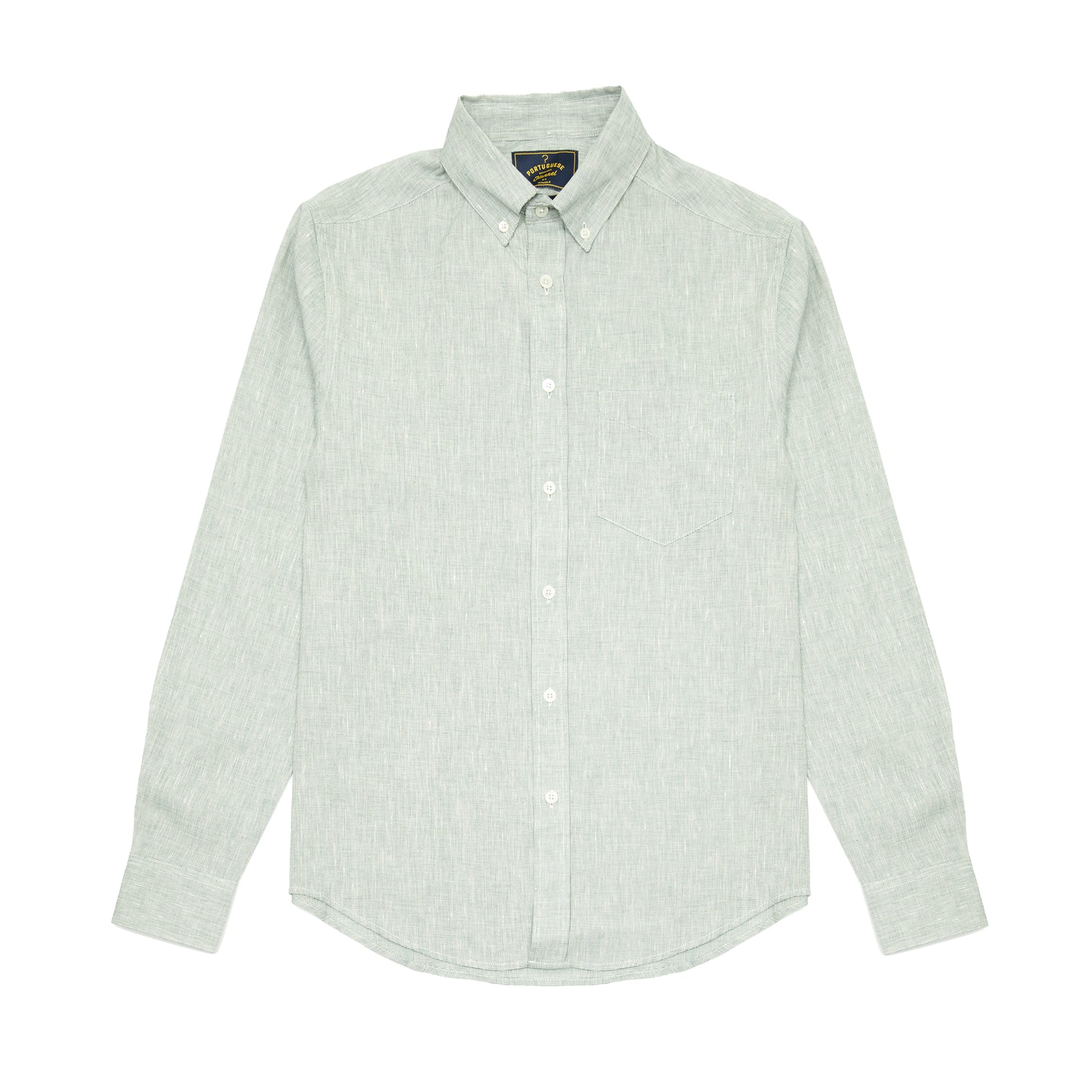 Portuguese Flannel Granular Cotton/ Linen Oxford Shirt in Green