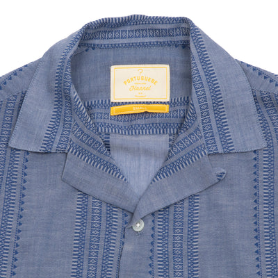 Portuguese Flannel Pacific Camp Collar Shirt in Indigo 2