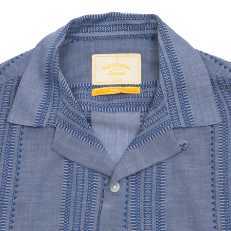 Portuguese Flannel Pacific Camp Collar Shirt in Indigo 1