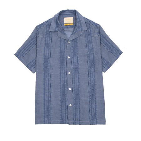 Portuguese Flannel Pacific Camp Collar Shirt in Indigo 1