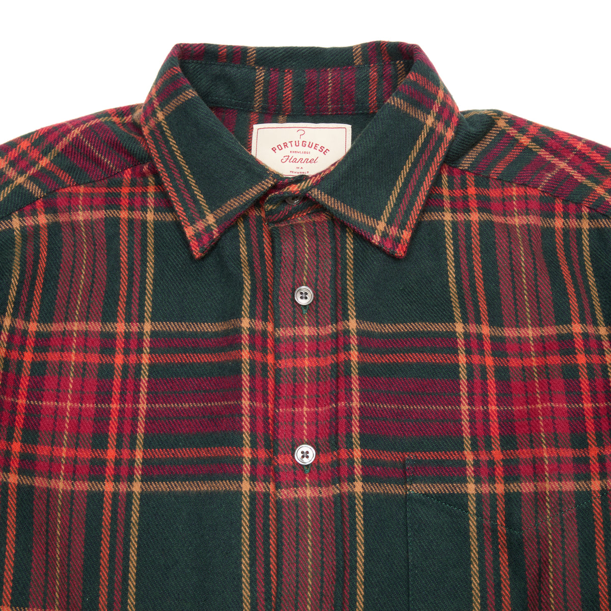 Portuguese Flannel Bravio Flannel Shirt in Dark Green Plaid