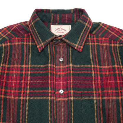 Portuguese Flannel Bravio Flannel Shirt in Dark Green Plaid