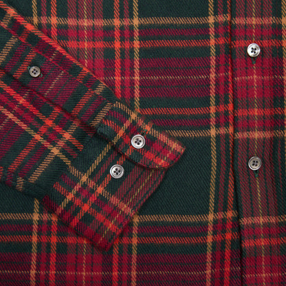 Portuguese Flannel Bravio Flannel Shirt in Dark Green Plaid