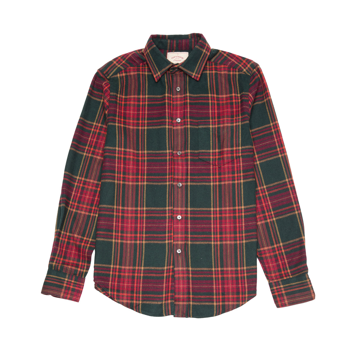 Portuguese Flannel Bravio Flannel Shirt in Dark Green Plaid