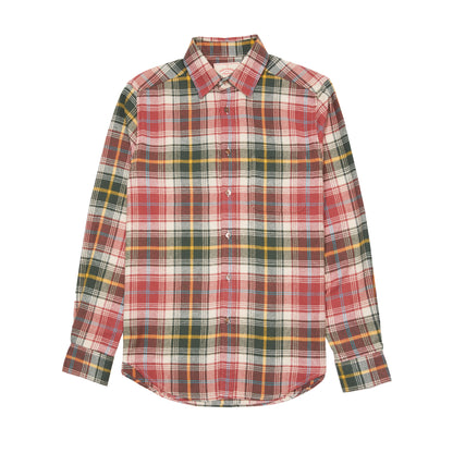 Portuguese Flannel Albi Flannel Shirt in Coral/Green Check