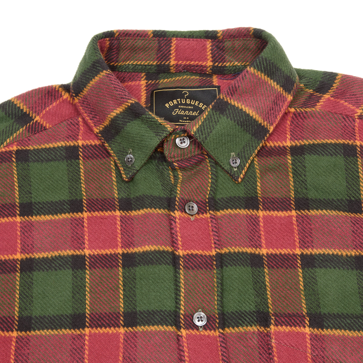 Portuguese Flannel Argila Shirt in Green-Red Plaid