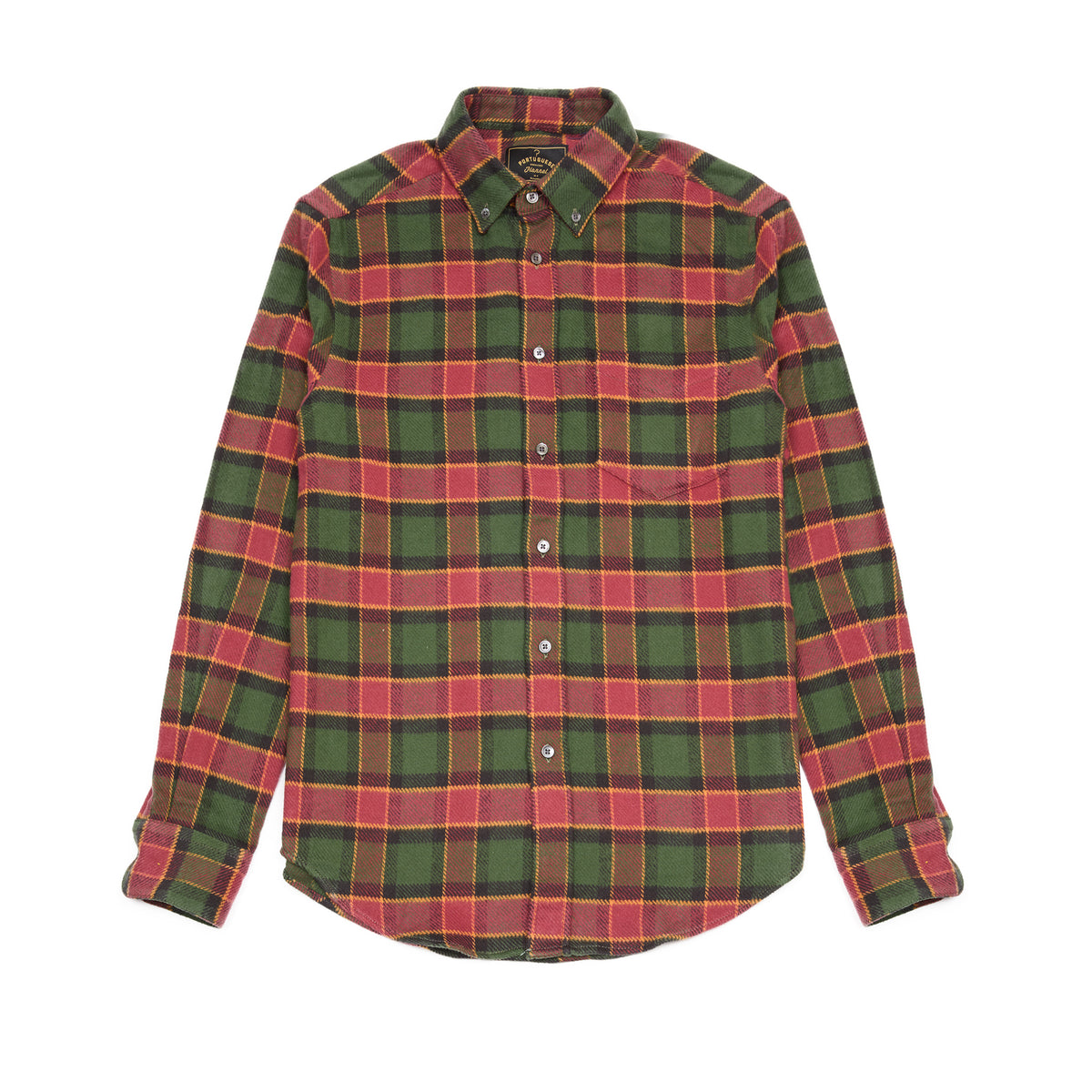 Portuguese Flannel Argila Shirt in Green-Red Plaid