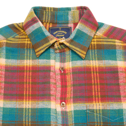 Portuguese Flannel Fasema Shirt in Turquoise Plaid