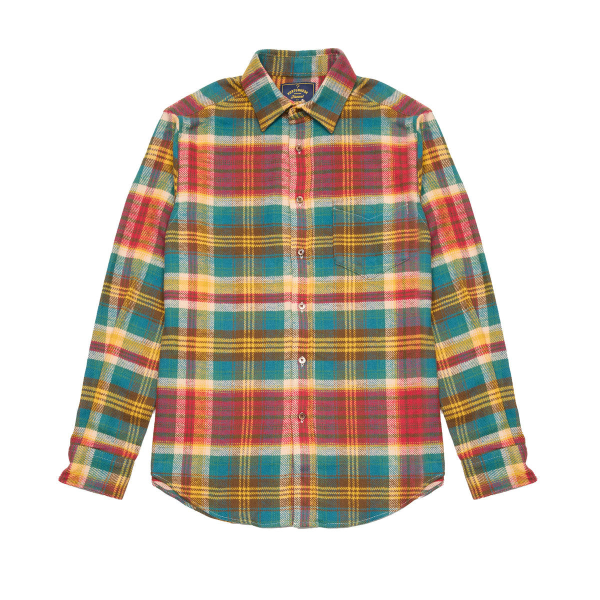 Portuguese Flannel Fasema Shirt in Turquoise Plaid