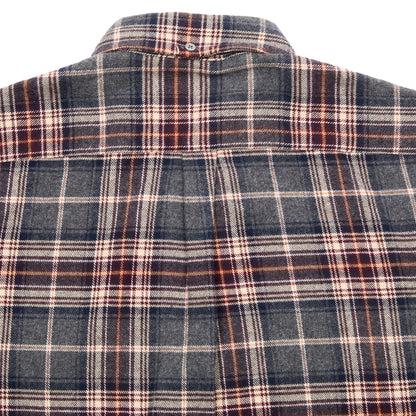 Portuguese Flannel Augusta Flannel Button Down Shirt in Charcoal x Burgundy Check
