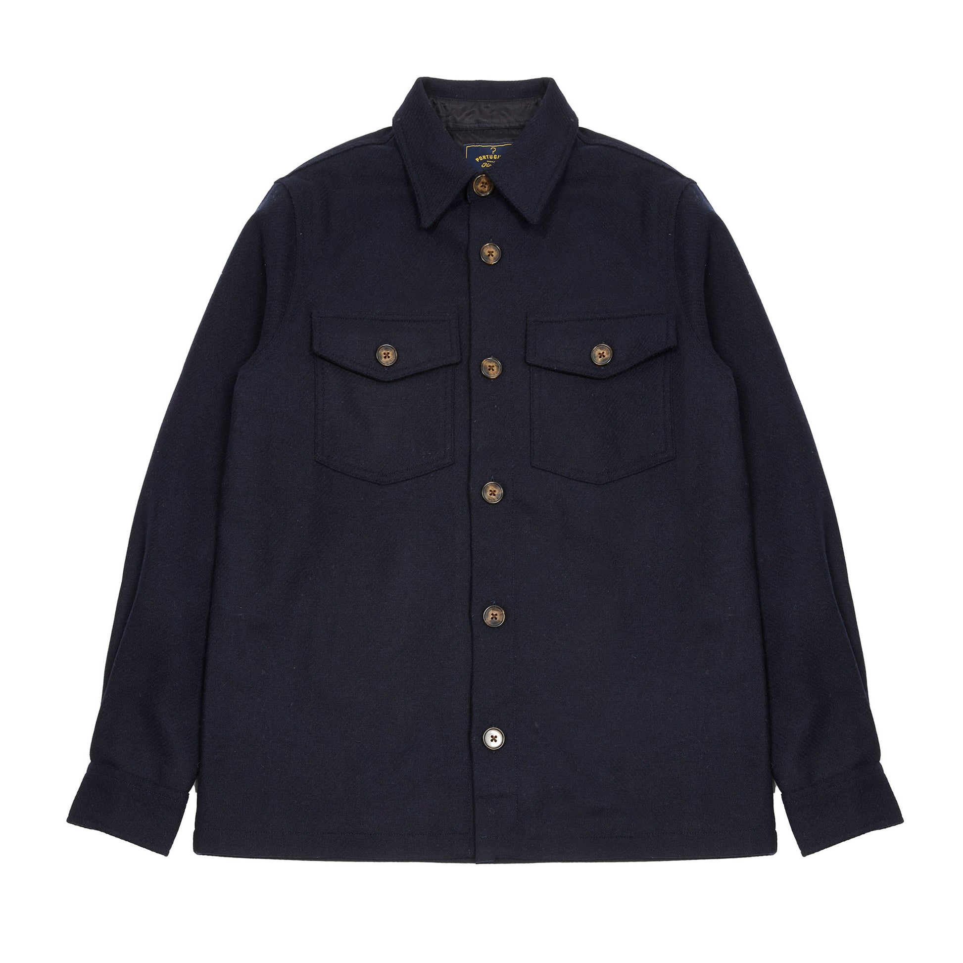 Portuguese Flannel Field Wool Overshirt in Navy 1