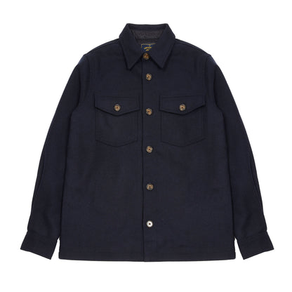 Portuguese Flannel Field Wool Overshirt in Navy 1