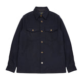 Portuguese Flannel Field Wool Overshirt in Navy 1