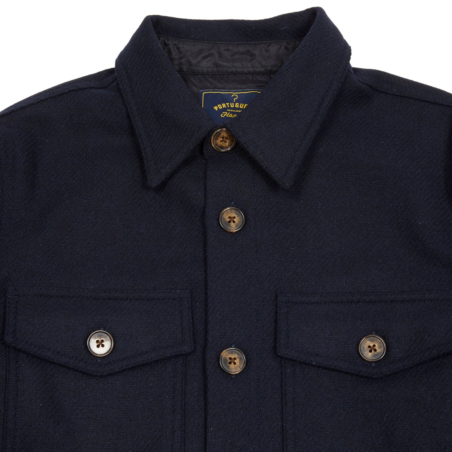 Portuguese Flannel Field Wool Overshirt in Navy 2