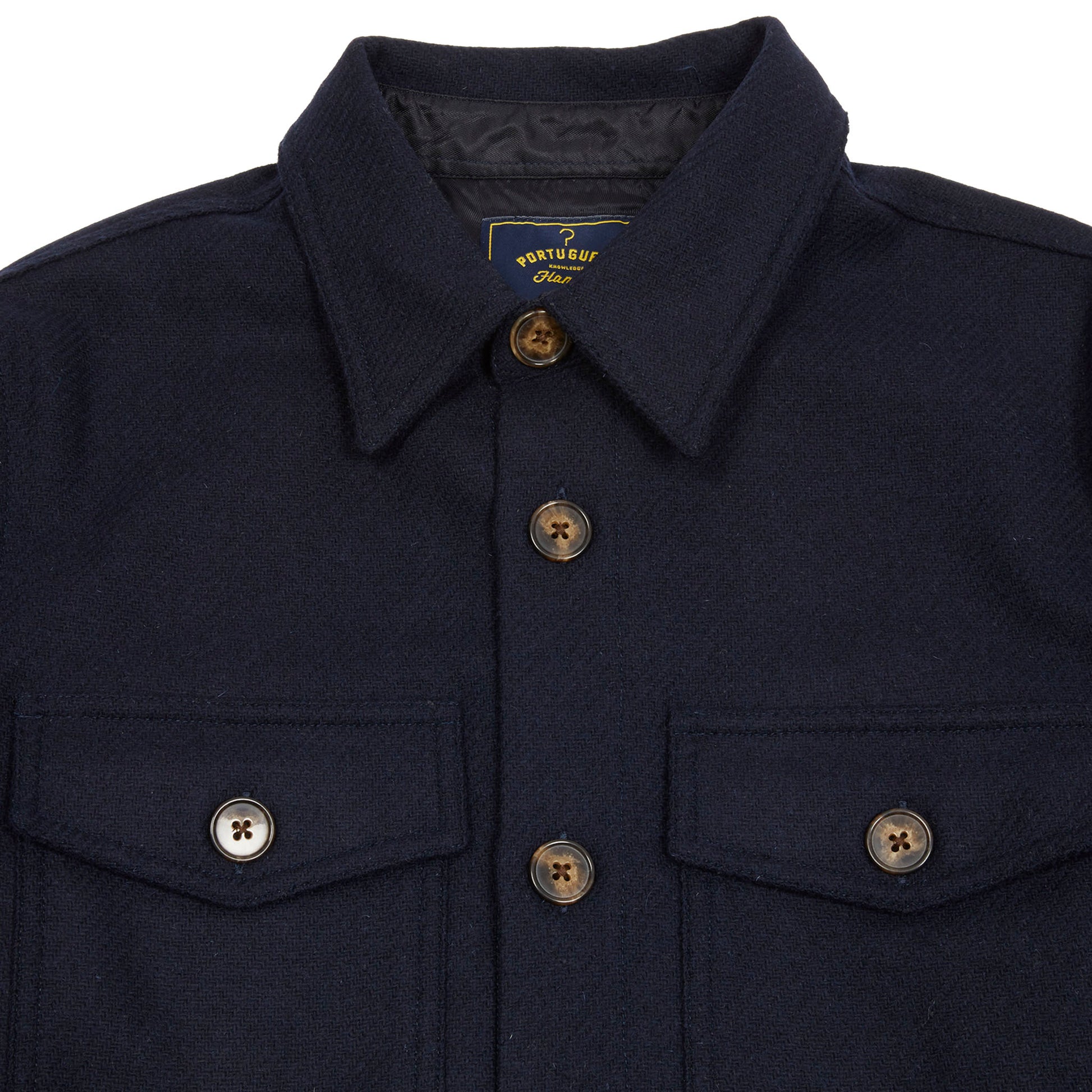 Portuguese Flannel Field Wool Overshirt in Navy 2