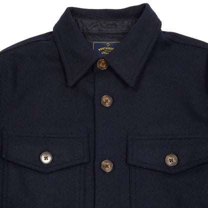 Portuguese Flannel Field Wool Overshirt in Navy 2