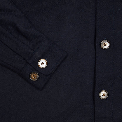 Portuguese Flannel Field Wool Overshirt in Navy 3
