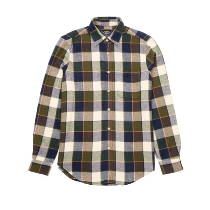 Portuguese Flannel Pine Flannel Shirt Green x Navy Check