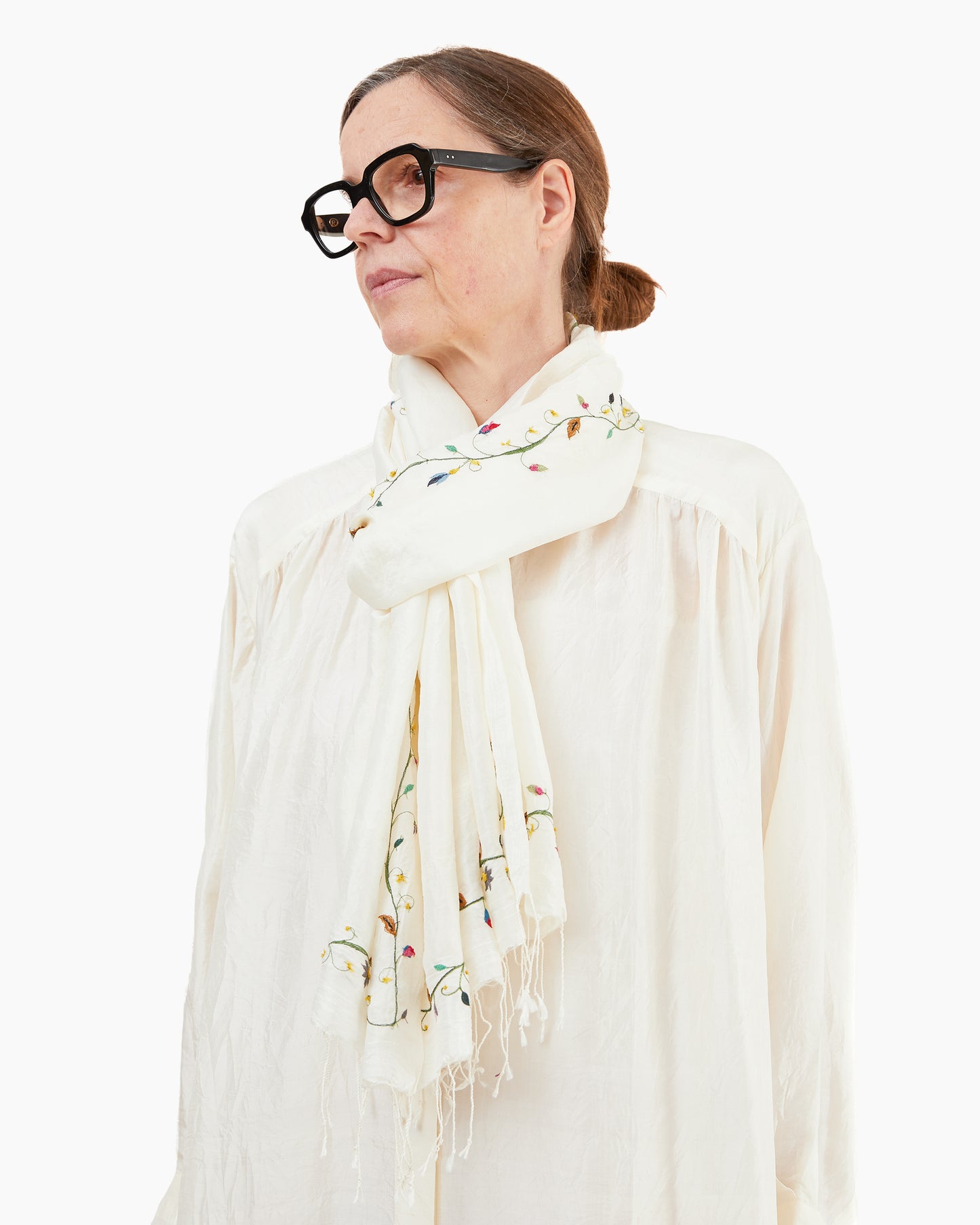 Runaway Bicycle Gaia Hand Embroidered Silk Scarf