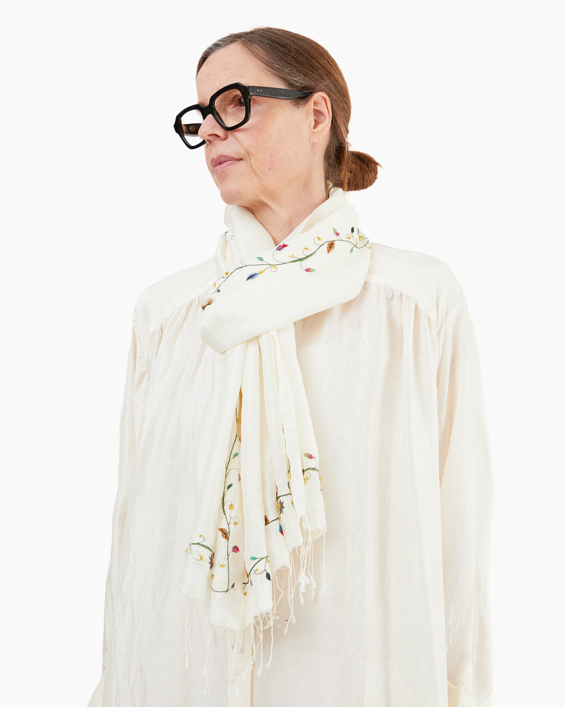 Runaway Bicycle Gaia Hand Embroidered Silk Scarf