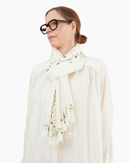 Runaway Bicycle Gaia Hand Embroidered Silk Scarf