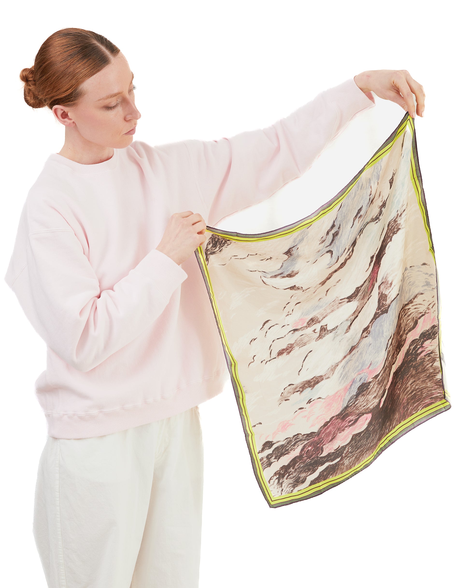 Runaway Bicycle Eddy Silk Neckerchief in Cabriolet Day Print