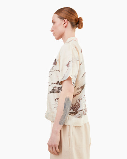 Runaway Bicycle Alfie Silk Shirt in Passing Clouds Print