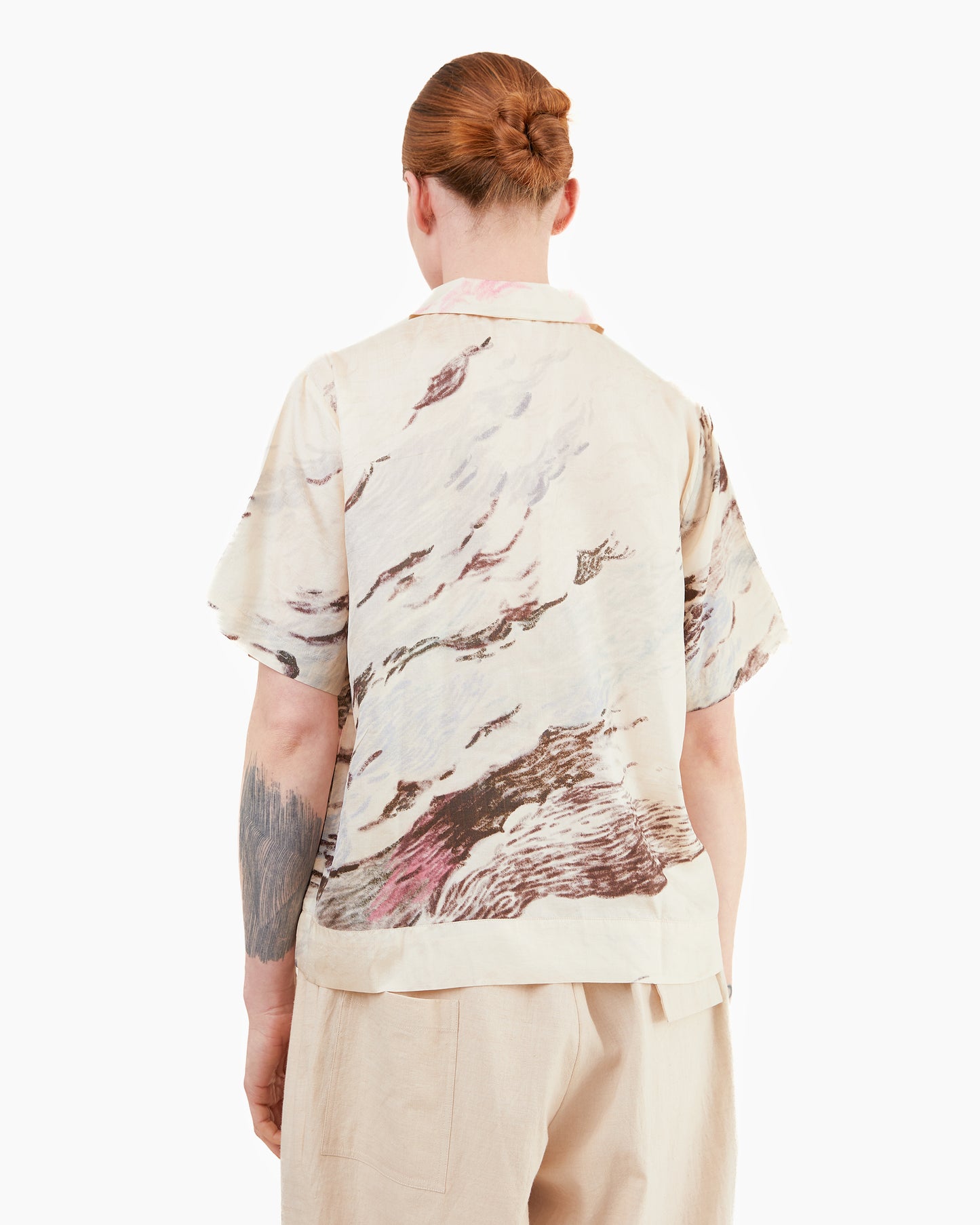 Runaway Bicycle Alfie Silk Shirt in Passing Clouds Print