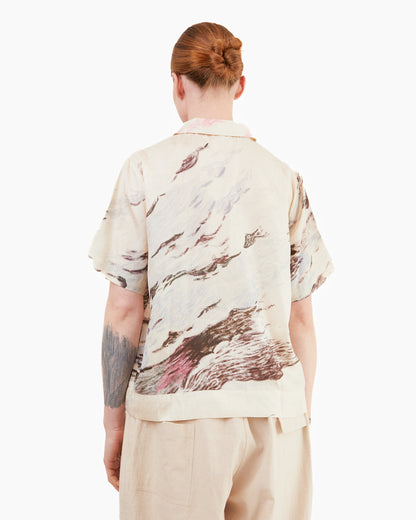 Runaway Bicycle Alfie Silk Shirt in Passing Clouds Print