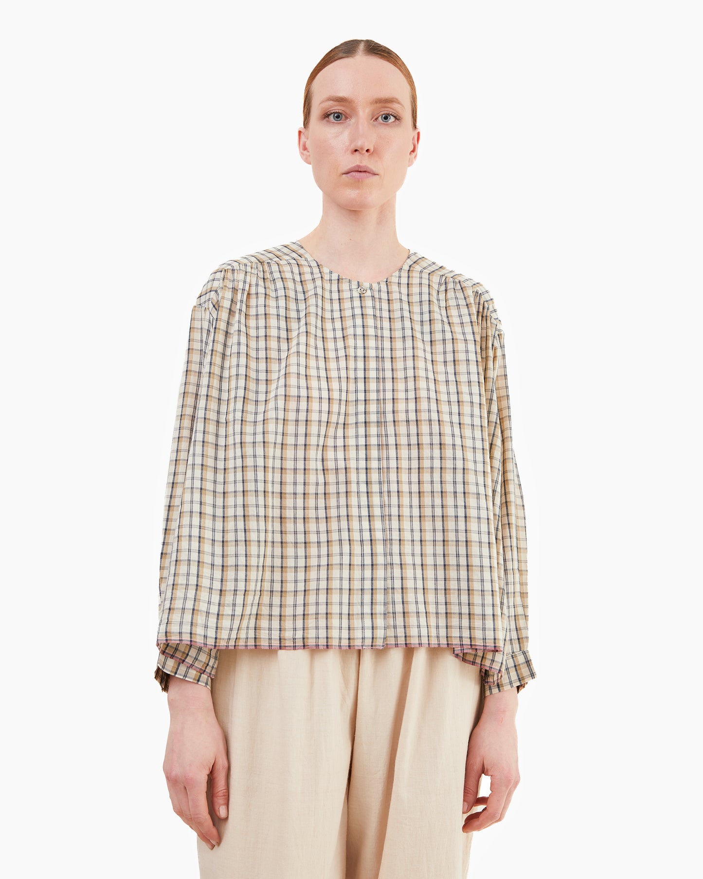 Runaway Bicycle Ira Silk/Cotton Top in Check