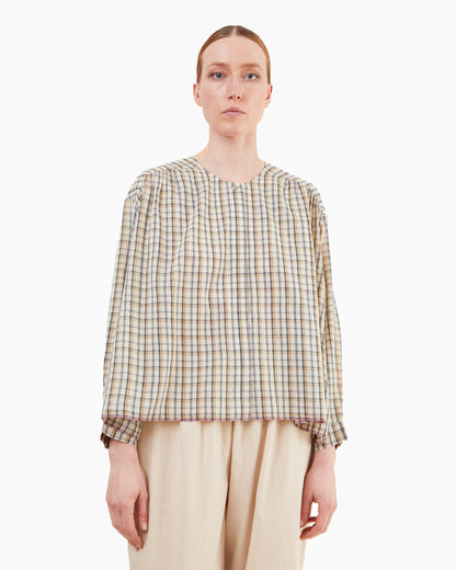 Runaway Bicycle Ira Silk/Cotton Top in Check