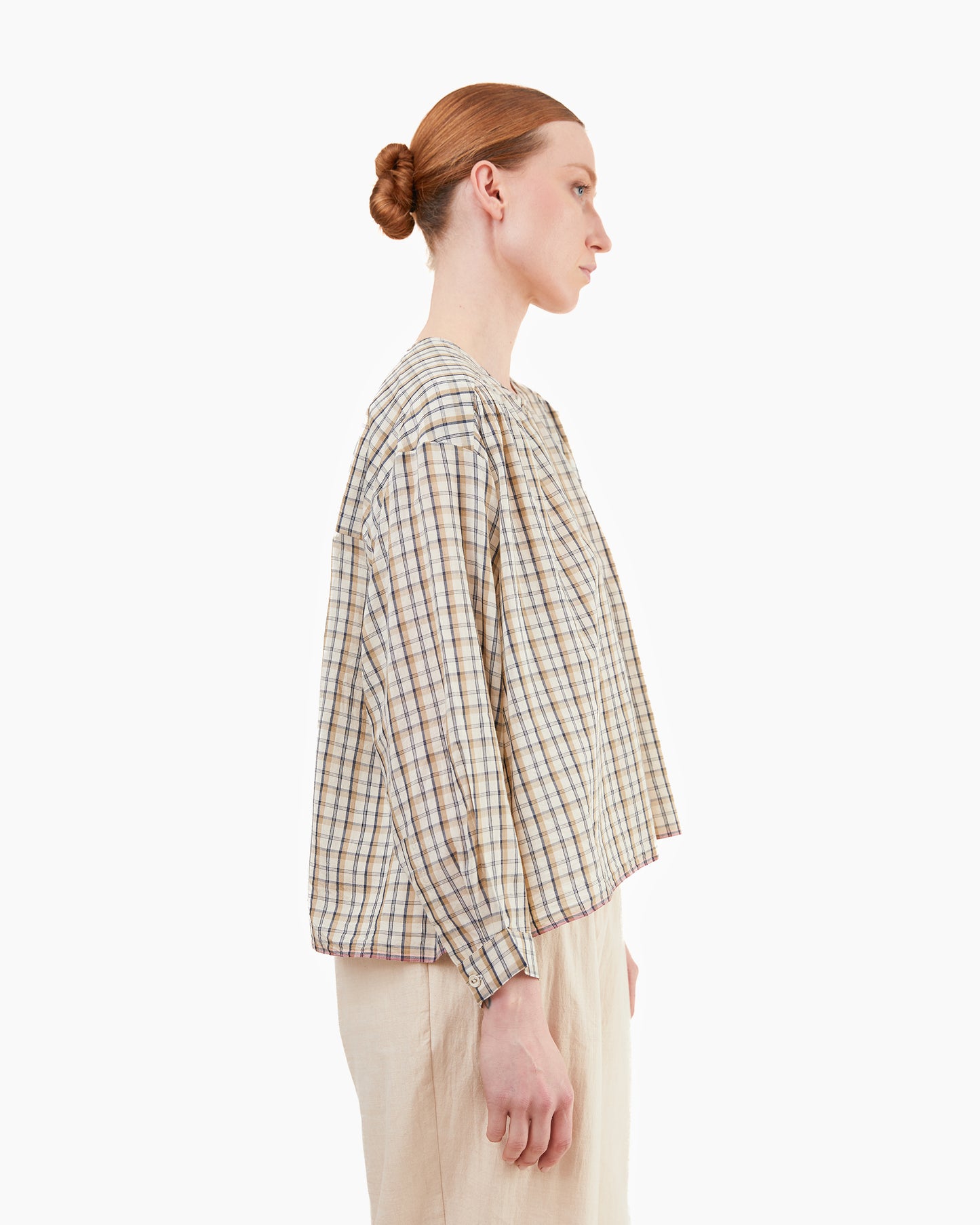 Runaway Bicycle Ira Silk/Cotton Top in Check