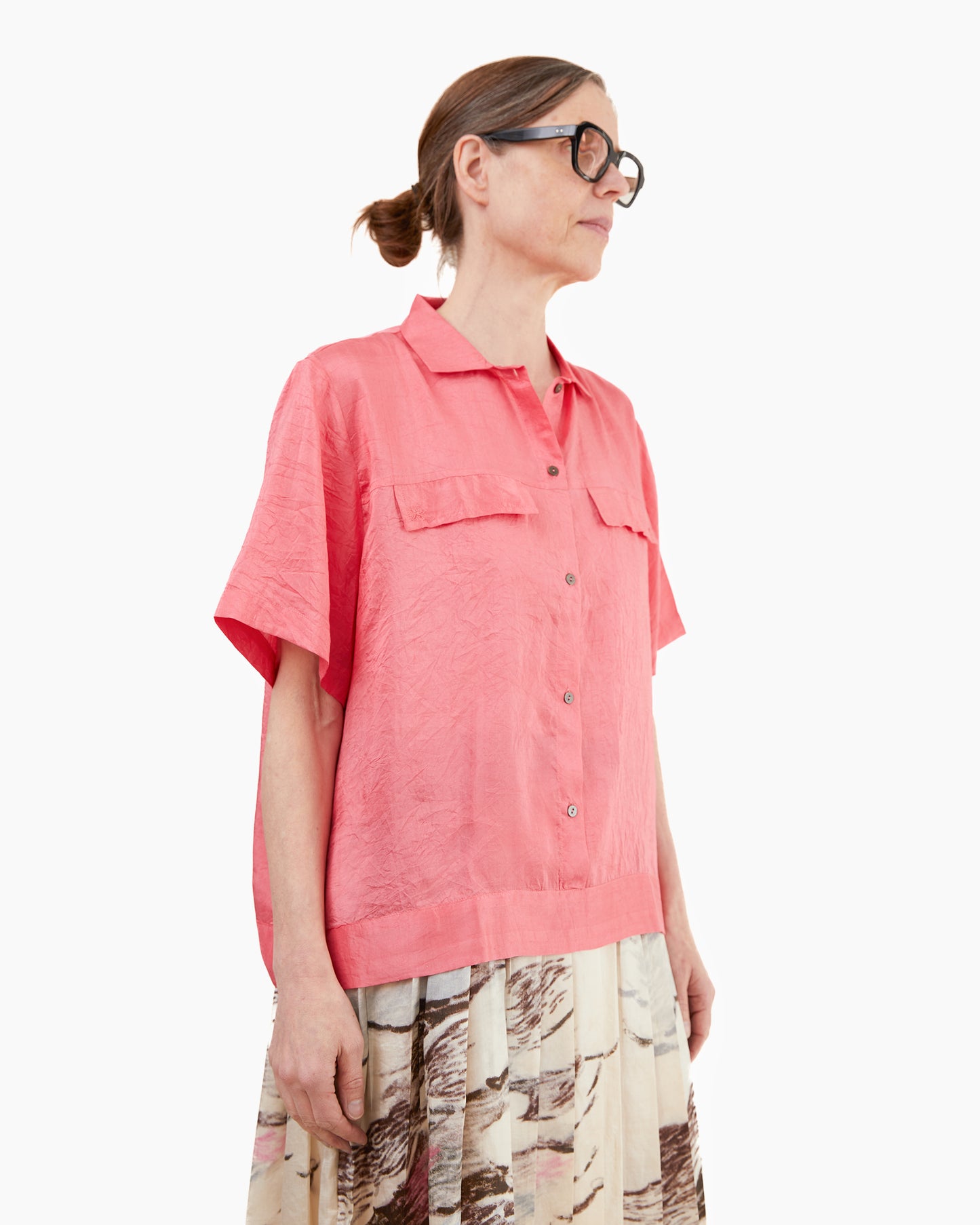 Runaway Bicycle Alfie Basic Silk Shirt in Pink