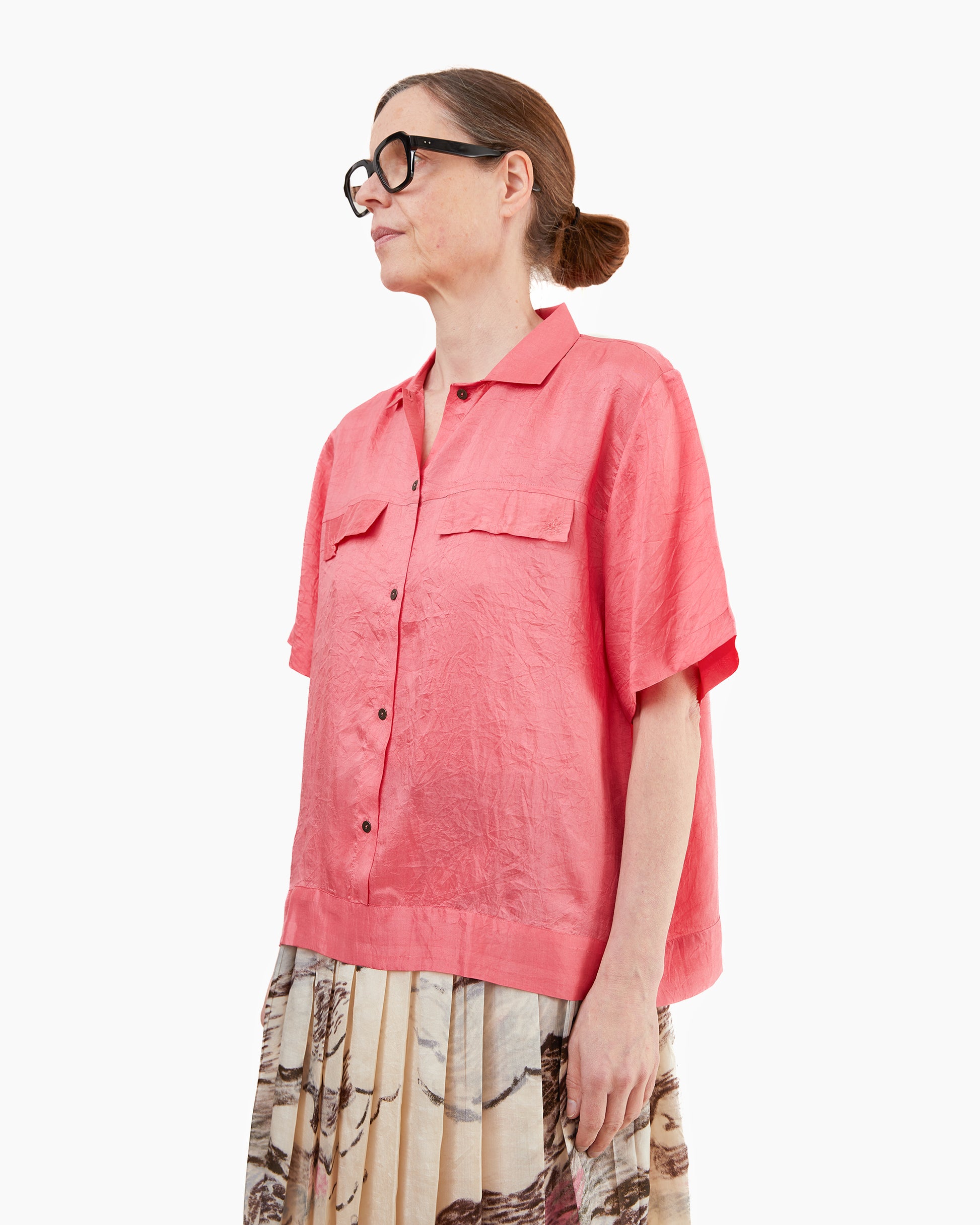 Runaway Bicycle Alfie Basic Silk Shirt in Pink