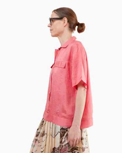Runaway Bicycle Alfie Basic Silk Shirt in Pink