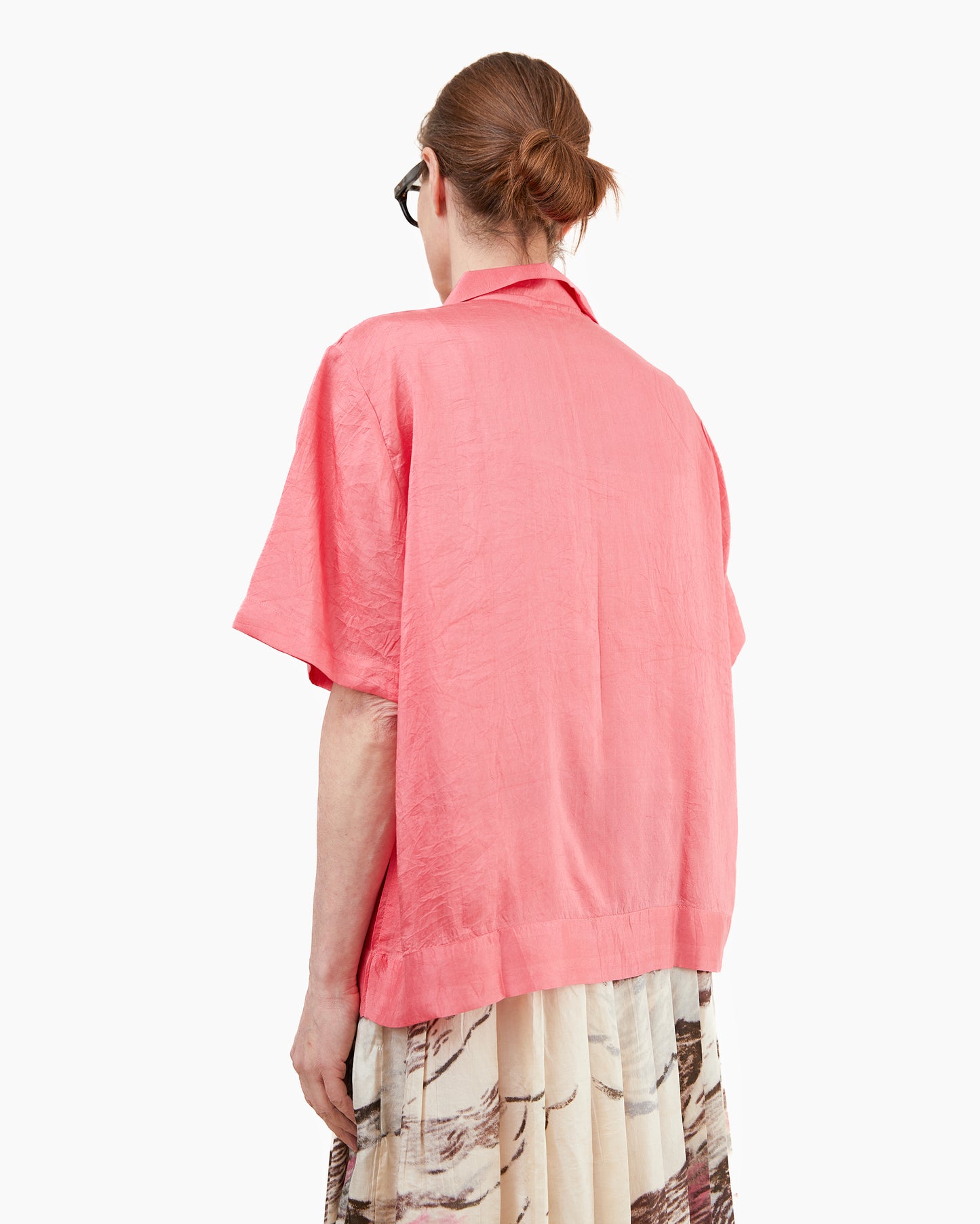 Runaway Bicycle Alfie Basic Silk Shirt in Pink