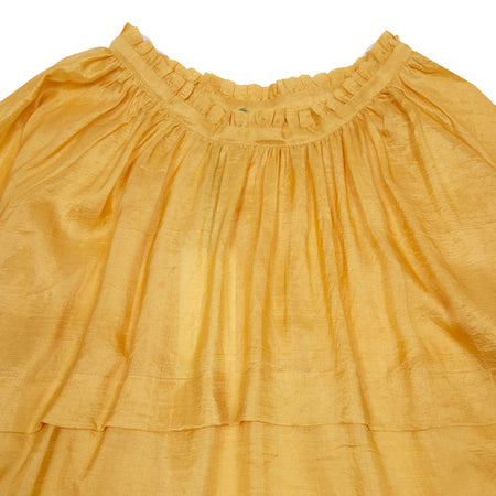 Runaway Bicycle Astrid Pleated Silk Blouse in Yellow