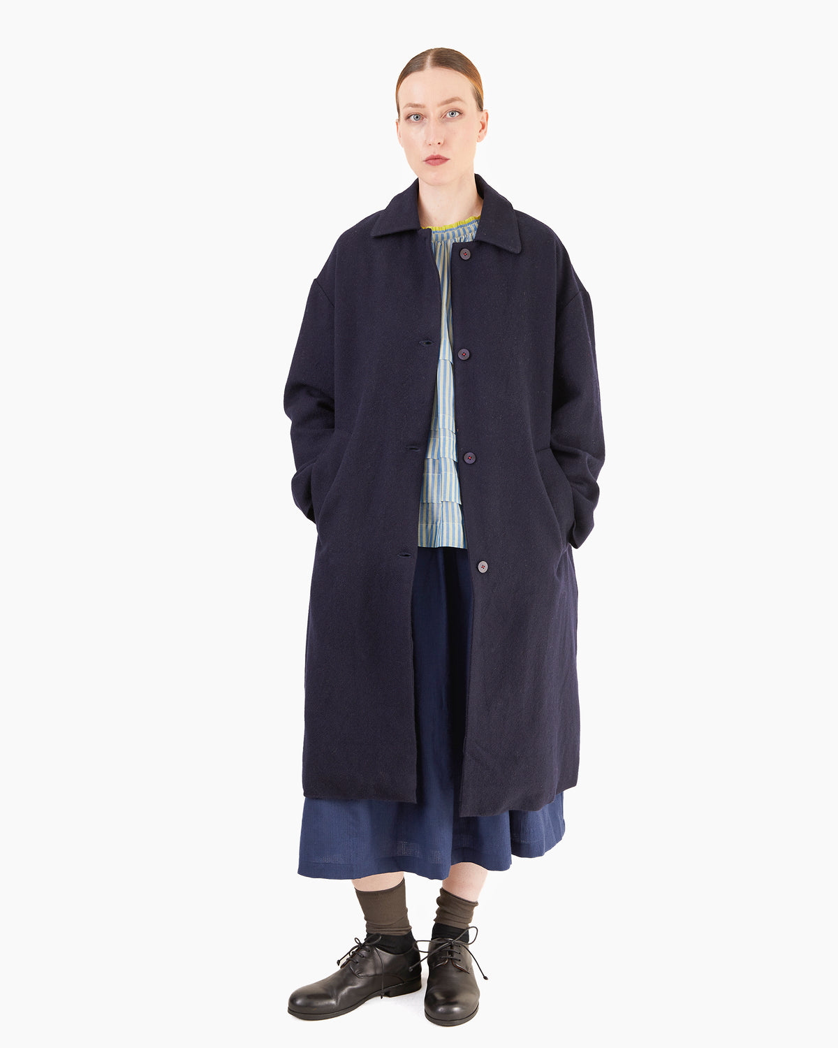 Runaway Bicycle Steve Merino Coat in Ultramarine