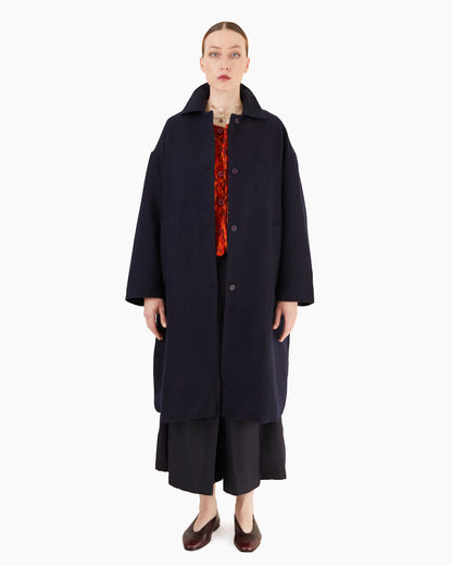Runaway Bicycle Steve Merino Coat in Ultramarine