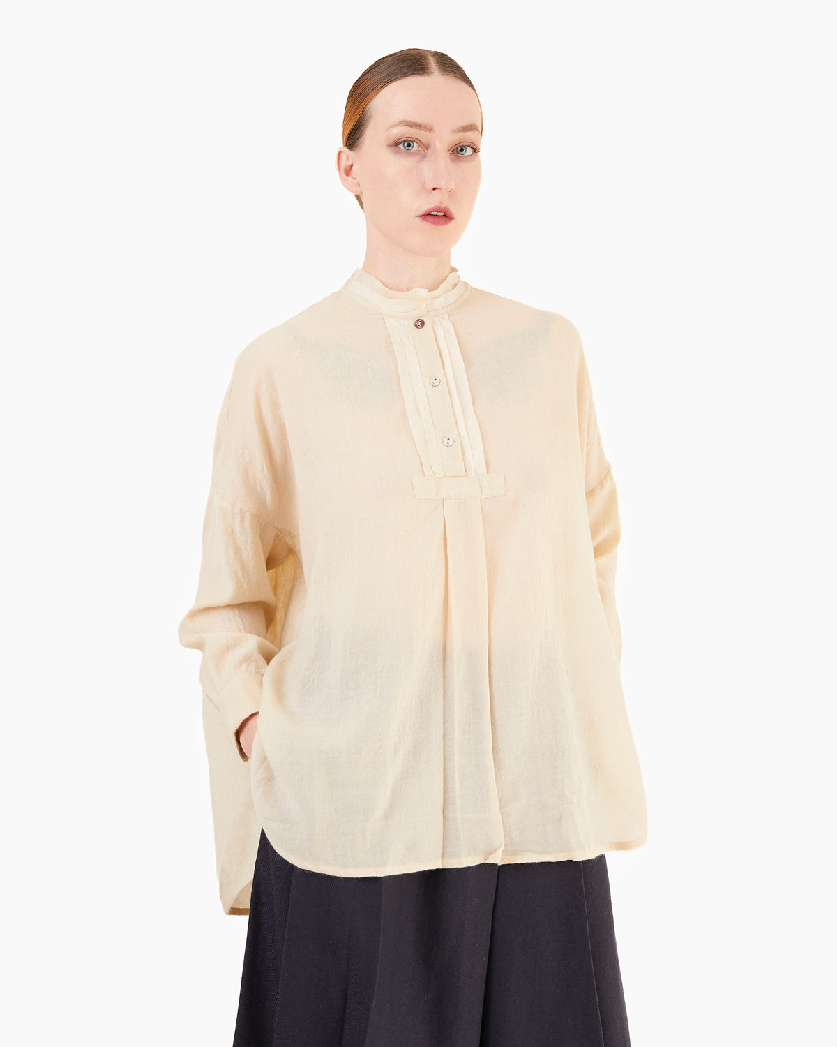 Runaway Bicycle Colby Merino Blouse in Alabaster