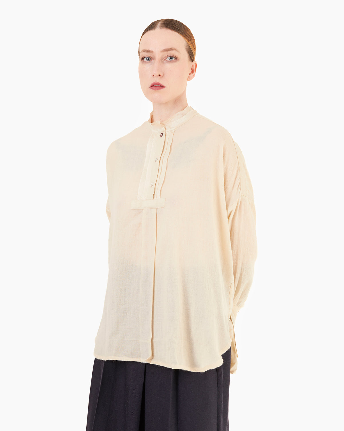 Runaway Bicycle Colby Merino Blouse in Alabaster