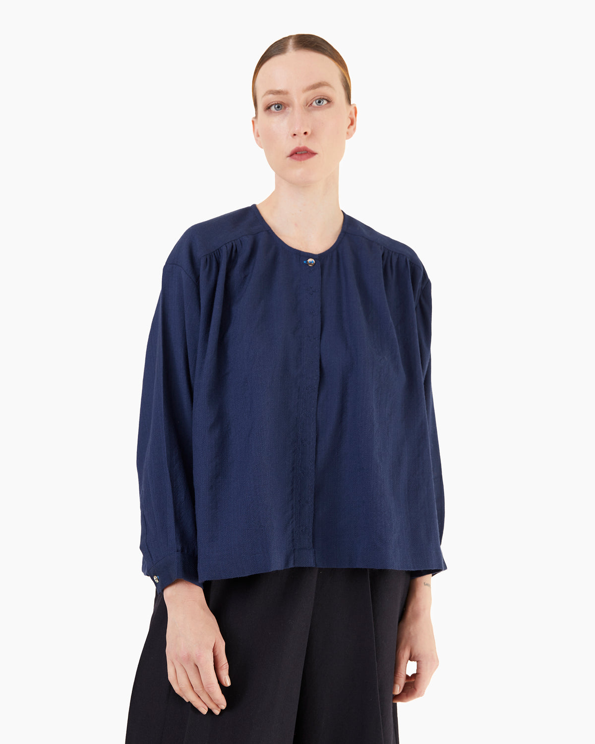 Runaway Bicycle Ira Merino Blouse in Indigo