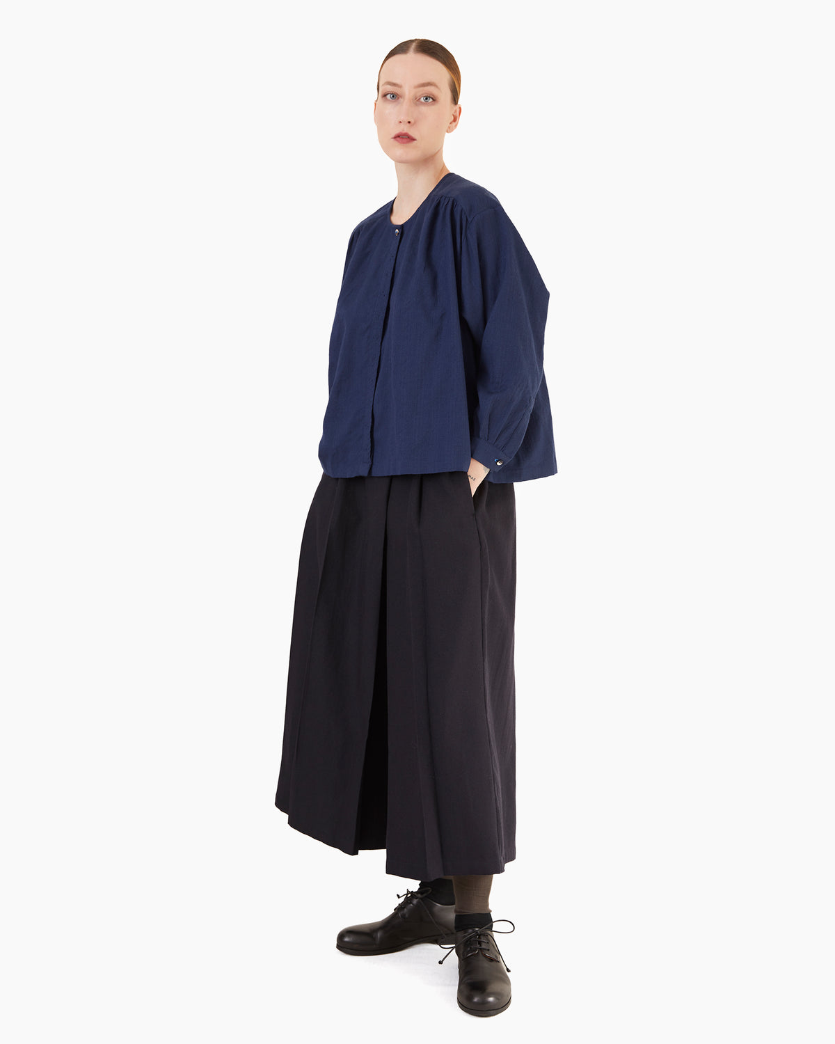 Runaway Bicycle Ira Merino Blouse in Indigo