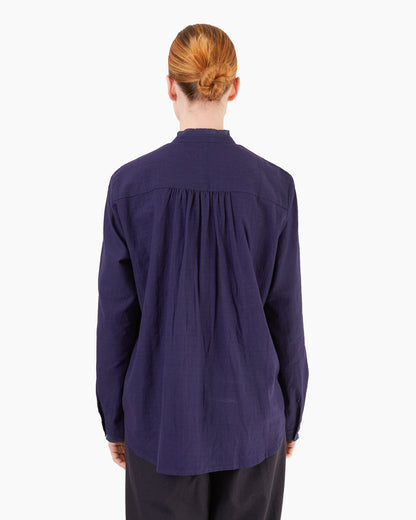 Runaway Bicycle Kai Cotton Embroidered Blouse in Indigo