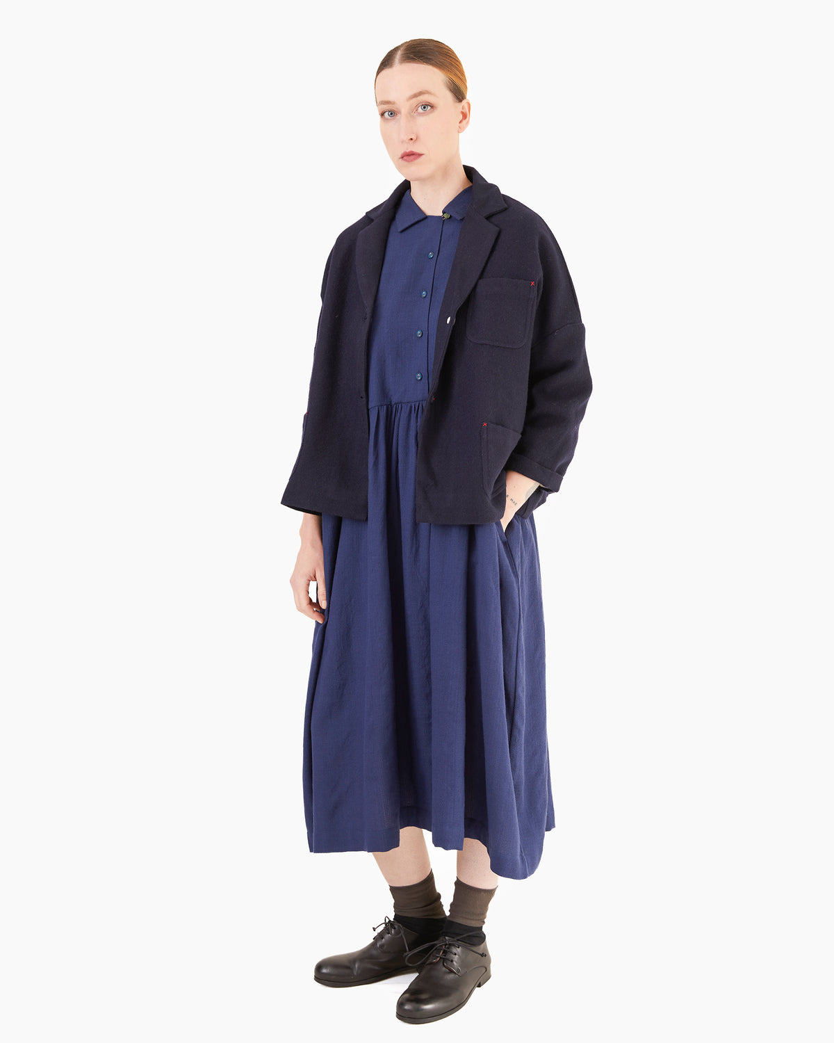 Runaway Bicycle Evie Merino Dress in Indigo