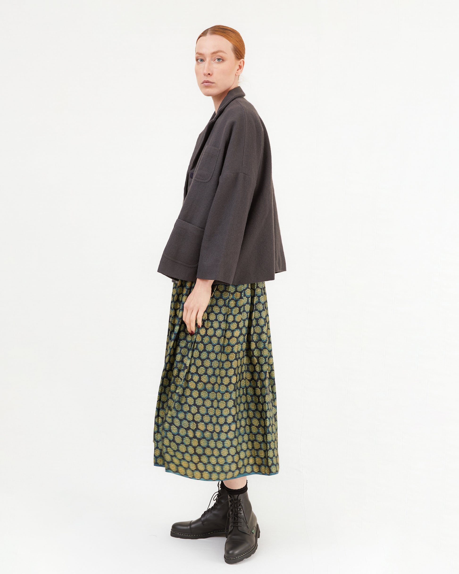 Runaway Bicycle Mel Dress in Blockprint Green
