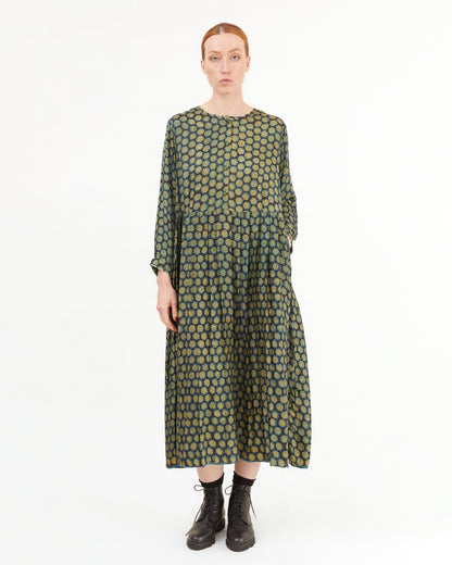Runaway Bicycle Mel Dress in Blockprint Green