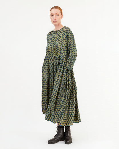 Runaway Bicycle Mel Dress in Blockprint Green