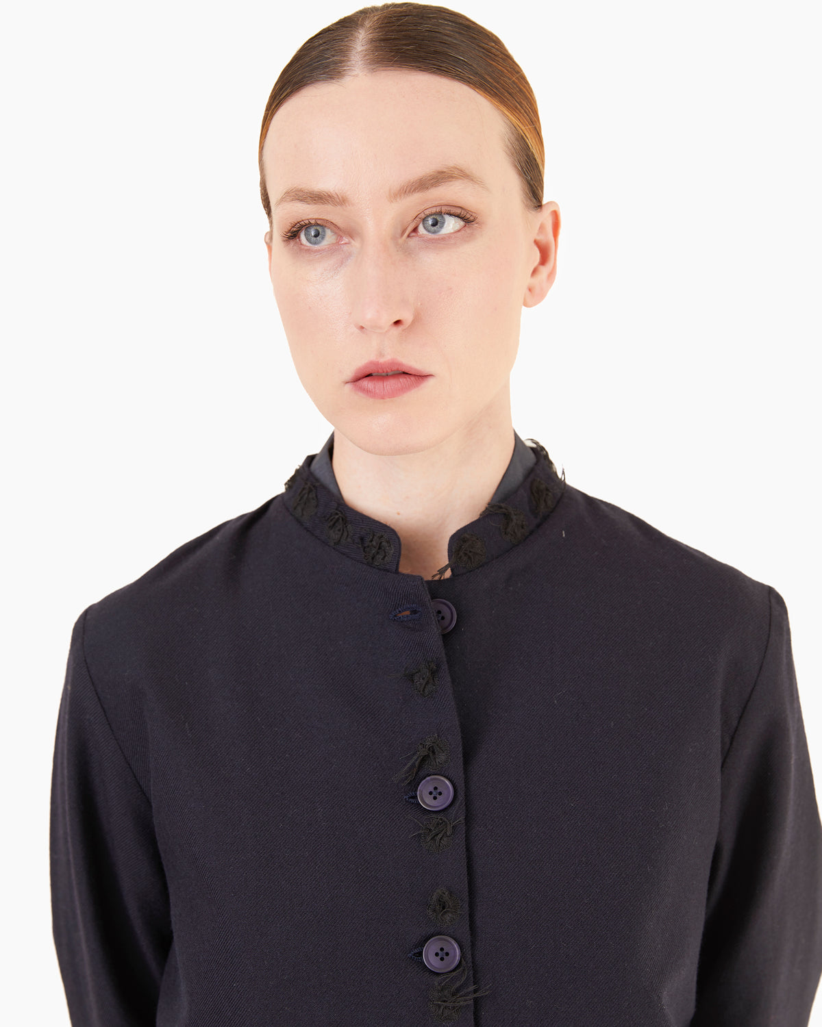 Runaway Bicycle Leo Short Merino Jacket in Midnight Blue
